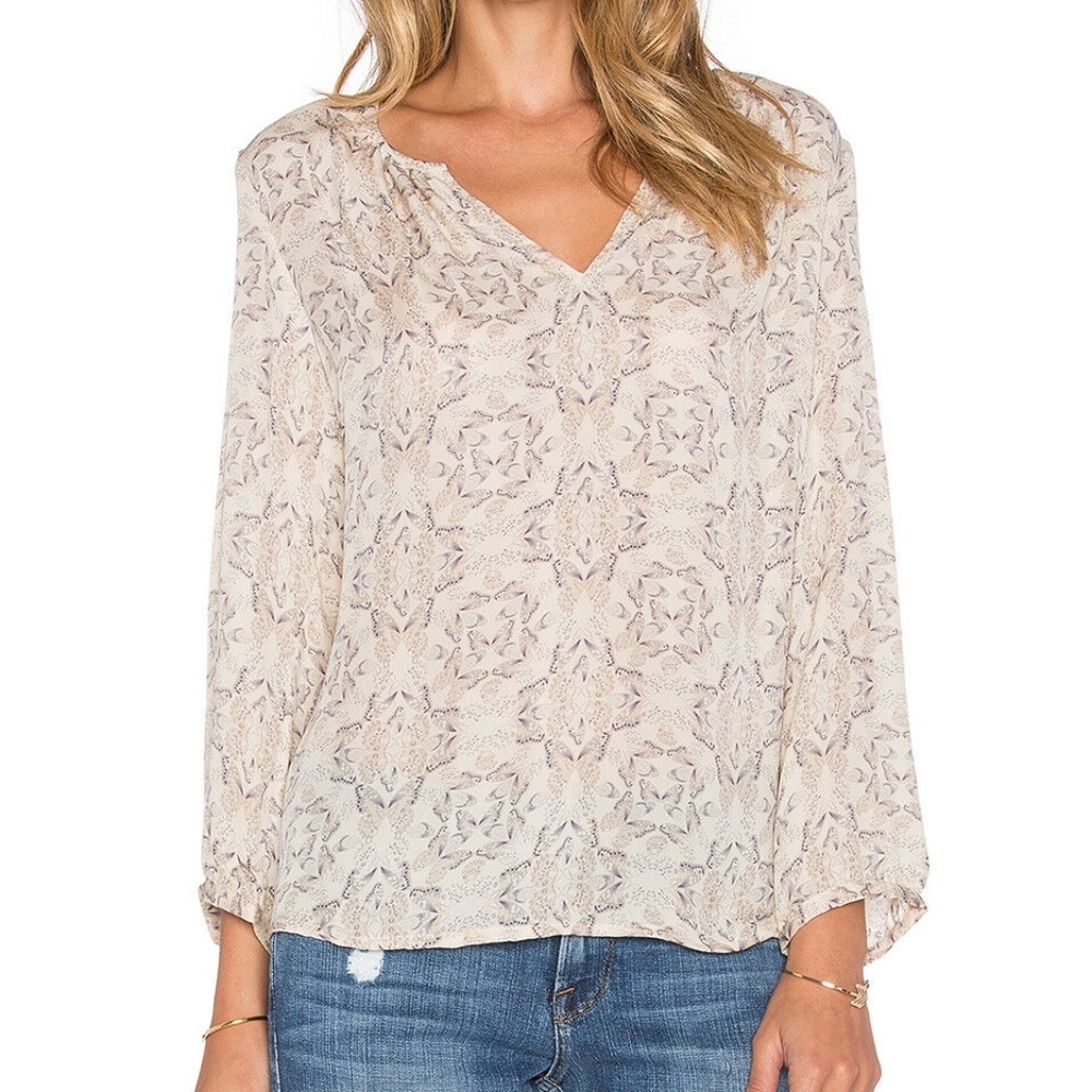Joie Zambezi Butterfly Printed 100% Silk Blouse